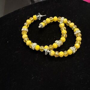 Sassy Jones Vibrant Yellow and Silver Beaded Earrings